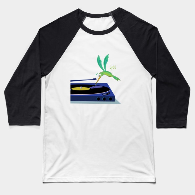 hummingbird DJ Baseball T-Shirt by Brash Ideas